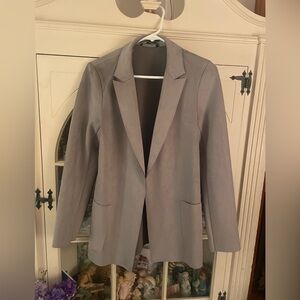 Joan Vass Gray  Faux Suede Blazer Suit Jacket S NWOT